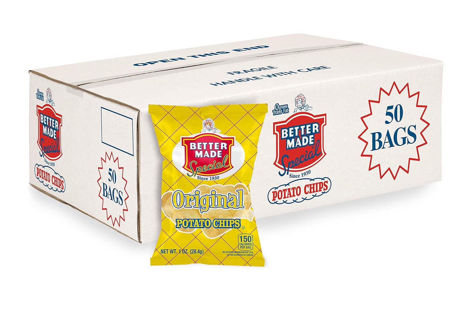Better Made Special Potato Chips (Original) - 50 Pack - 50 x 1 oz. Bags - Crunchy, Individual Snacks Made from Fresh Potatoes - Family Owned and Operated`1