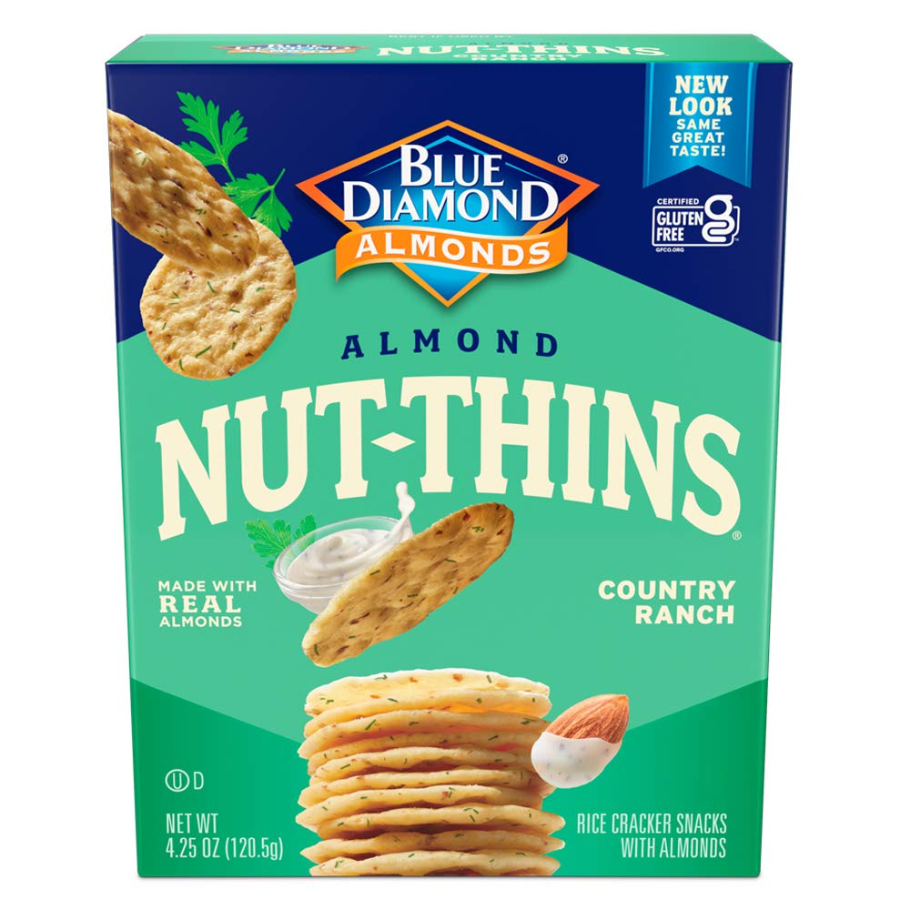 Blue Diamond Almonds Gluten Free Almond Nut-Thins Cracker Crisps, Country Ranch, 4.25 Ounce (Pack of 12) Blue Diamond Almonds Gluten Free Almond Nut-Thins Cracker Crisps, Country Ranch, 4.25 Ounce (Pack of 12)