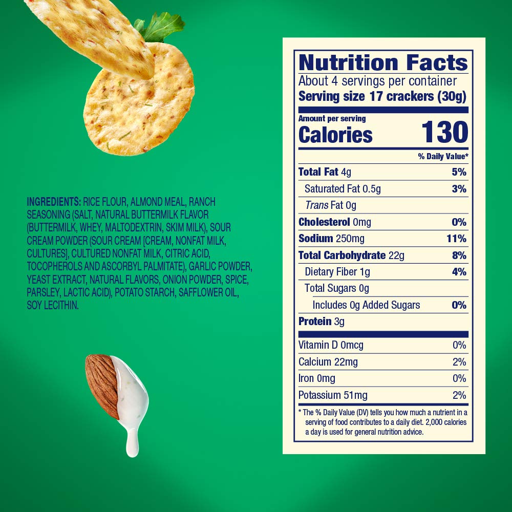 Blue Diamond Almonds Gluten Free Almond Nut-Thins Cracker Crisps, Country Ranch, 4.25 Ounce (Pack of 12)0
