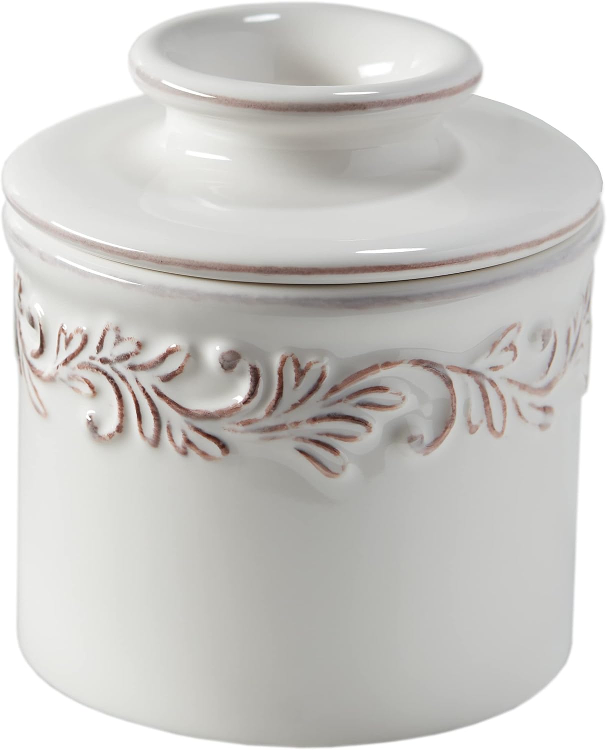 Butter Bell - The Original Butter Bell crock by L Tremain, a Countertop French Ceramic Butter Dish Keeper for Spreadable Butter, Antique Collection, White Linen Butter Bell - The Original Butter Bell crock by L Tremain, a Countertop French Ceramic Butter Dish Keeper for Spreadable Butter, Antique Collection, White Linen