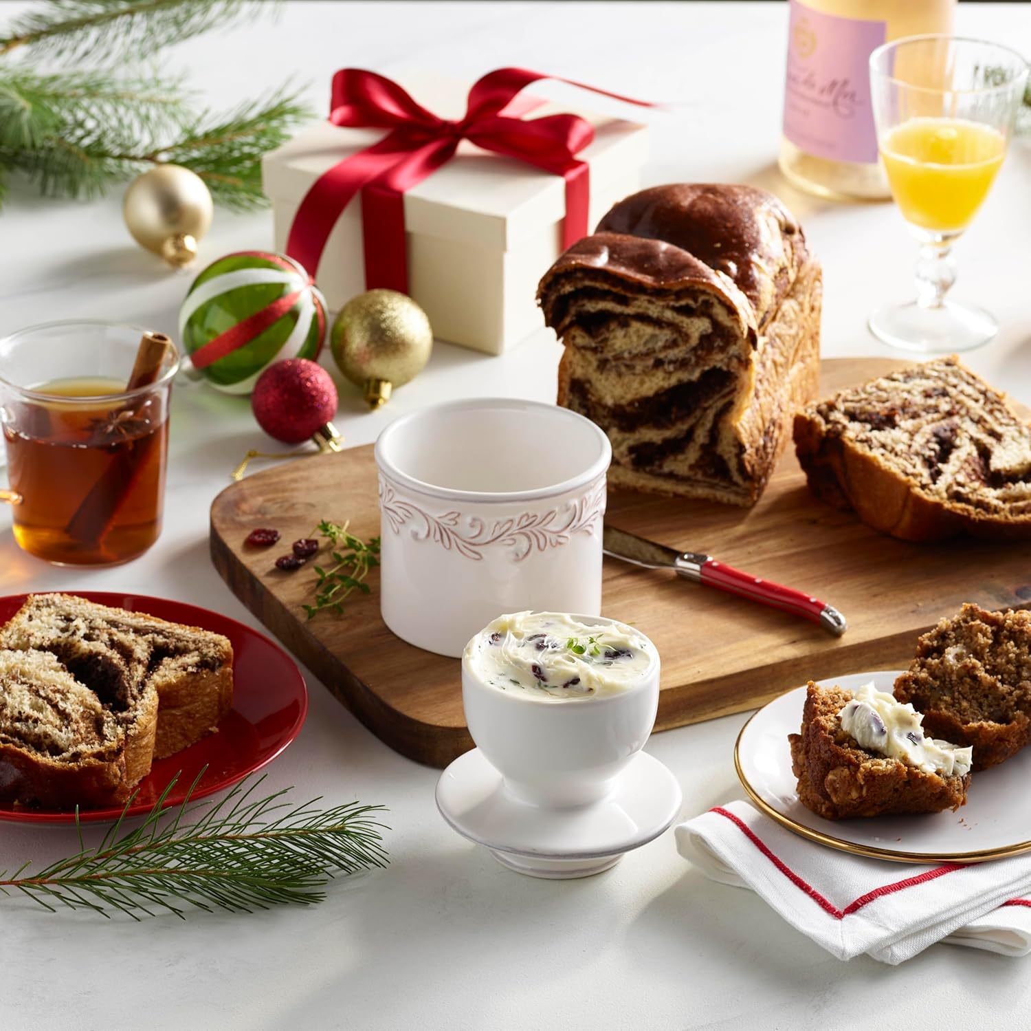 Butter Bell - The Original Butter Bell crock by L Tremain, a Countertop French Ceramic Butter Dish Keeper for Spreadable Butter, Antique Collection, White Linen2