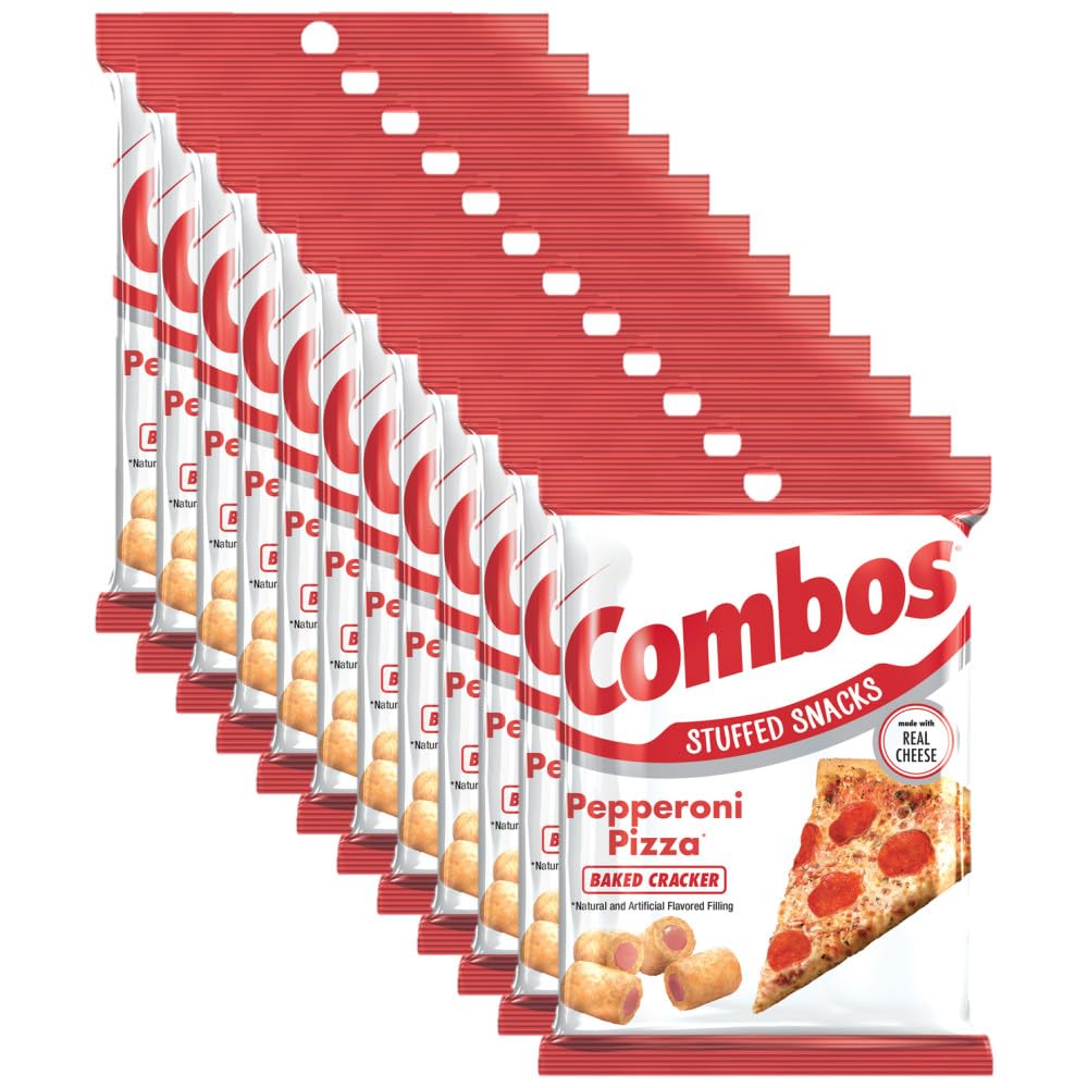 COMBOS Pepperoni Pizza Cracker Baked Snacks 6.3-Ounce Bag (Pack of 12) COMBOS Pepperoni Pizza Cracker Baked Snacks 6.3-Ounce Bag (Pack of 12)