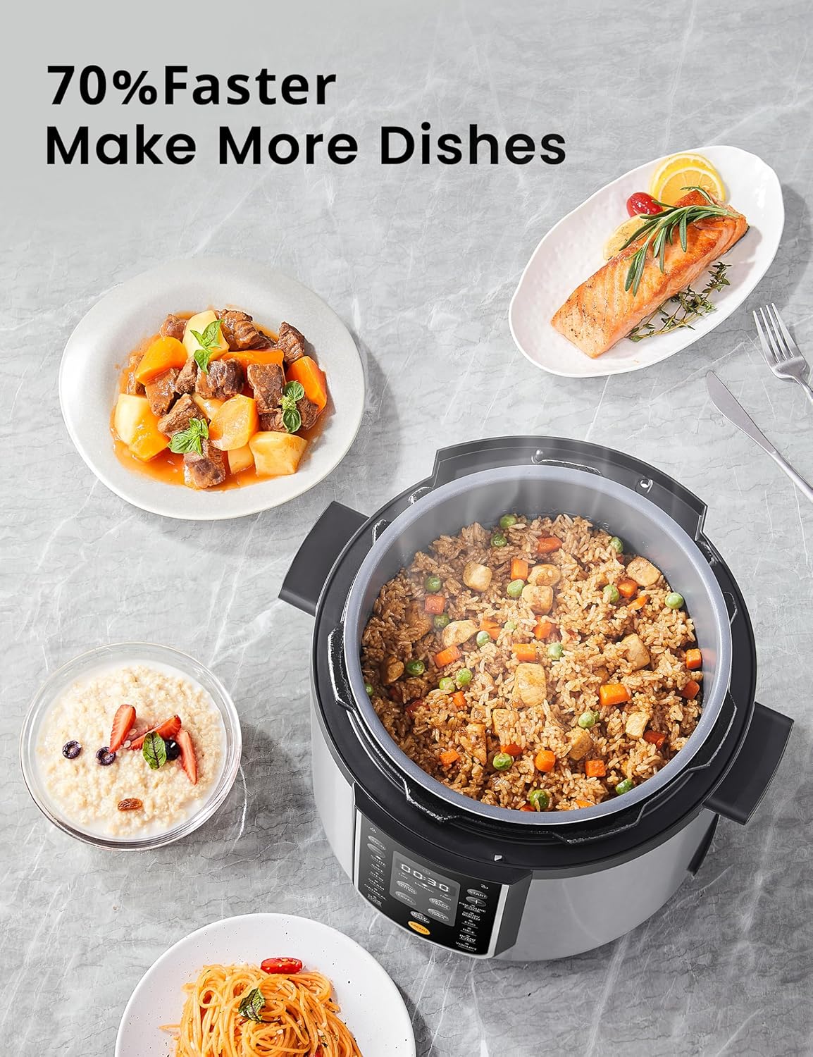 COMFEE’ Pressure Cooker 6 Quart with 13 Cooking Functions, Olla de Presion Non-Stick Pot Yogurt Maker Rice Cooker Slow Cooker Sauté Steamer, Healthy Ceramic Inner Pot6
