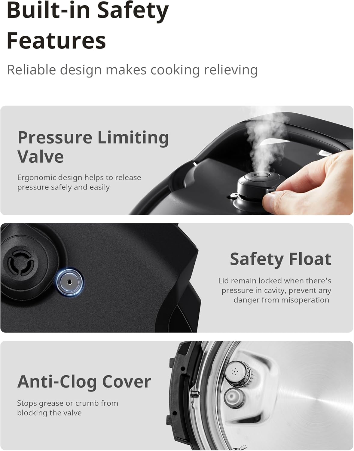 COMFEE’ Pressure Cooker 6 Quart with 13 Cooking Functions, Olla de Presion Non-Stick Pot Yogurt Maker Rice Cooker Slow Cooker Sauté Steamer, Healthy Ceramic Inner Pot8