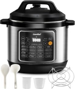 COMFEE’ Pressure Cooker 8 Quart with 16 Cooking Functions, Olla de Presion Non-Stick Pot Yogurt Maker Rice Cooker Slow Cooker Sauté Steamer, Healthy Ceramic Inner Pot