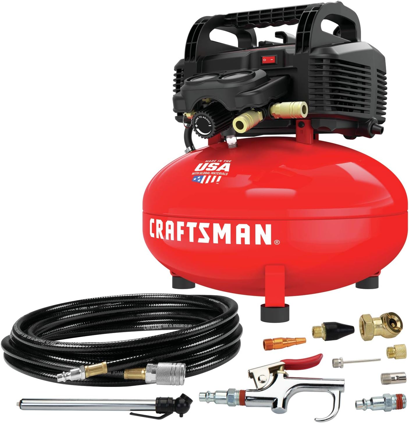 CRAFTSMAN Air Compressor, 6 Gallon, Pancake, Oil-Free with 13 Piece Accessory Kit (CMEC6150K)11 CRAFTSMAN Air Compressor, 6 Gallon, Pancake, Oil-Free with 13 Piece Accessory Kit (CMEC6150K)