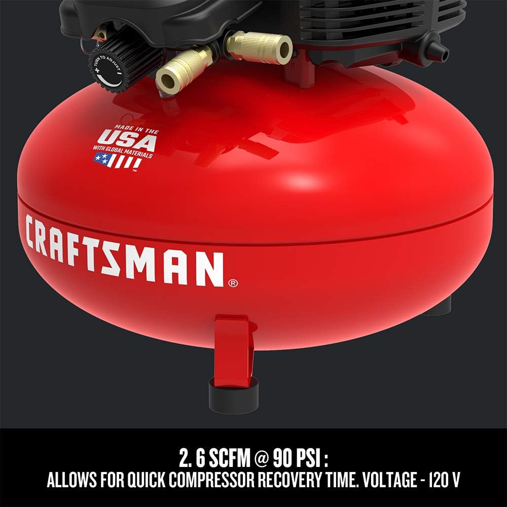 CRAFTSMAN Air Compressor, 6 Gallon, Pancake, Oil-Free with 13 Piece Accessory Kit (CMEC6150K)56