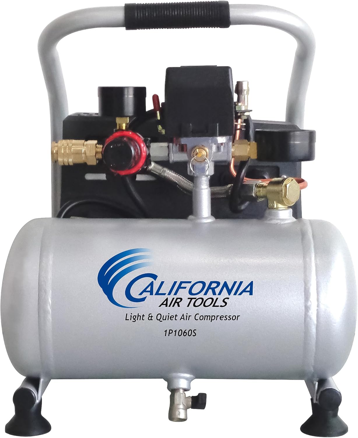 California Air Tools CAT-1P1060S Light & Quiet Portable Air Compressor, Lightweight, Ultra Quiet, Oil-Free, 1 Gallon Steel Tank, .6 HP, 56 dBA Noise Level, Silver California Air Tools CAT-1P1060S Light & Quiet Portable Air Compressor, Lightweight, Ultra Quiet, Oil-Free, 1 Gallon Steel Tank, .6 HP, 56 dBA Noise Level, Silver