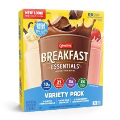 Carnation Breakfast Essentials Complete Nutritional Drink Rich Milk Chocolate / Classic French Vanilla / Strawberry Sensation Flavor 1.26 oz. 60 Ct