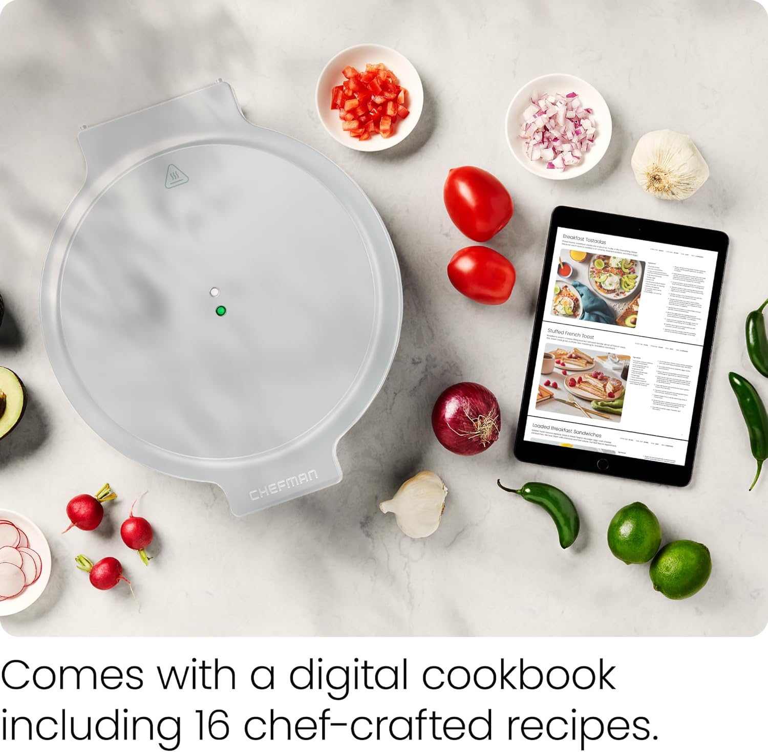 Chefman Everything Maker & Pizza Oven – 1440W Countertop Electric Pizza Maker with 12” Nonstick Cooking Plates, Make Pizza, Quesadillas, Omelettes and More, with Indicator Lights and Vertical Storage8