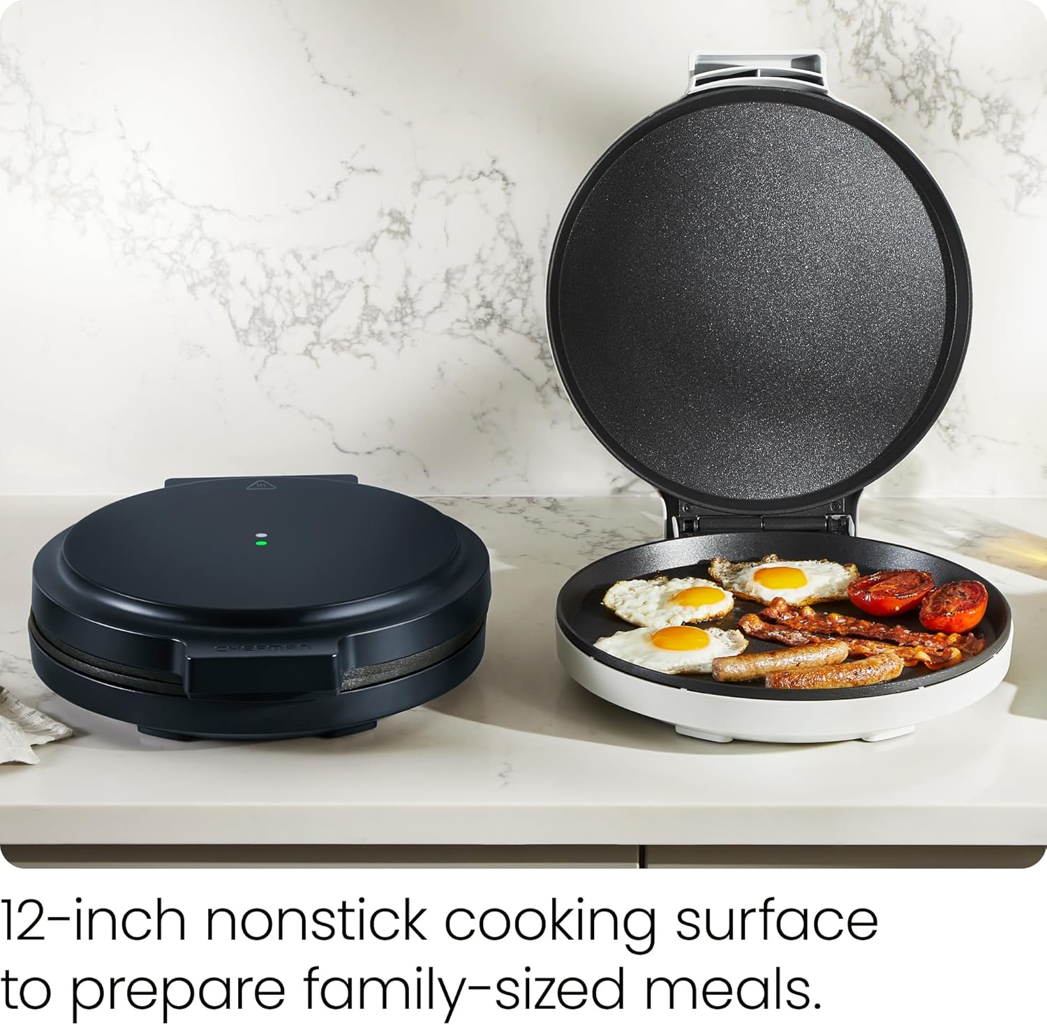 Chefman Everything Maker & Pizza Oven – 1440W Countertop Electric Pizza Maker with 12” Nonstick Cooking Plates, Midnight2