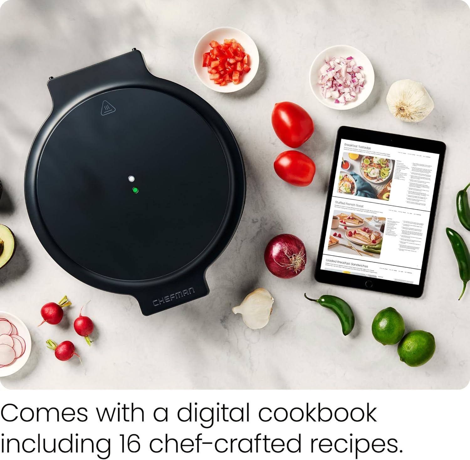 Chefman Everything Maker & Pizza Oven – 1440W Countertop Electric Pizza Maker with 12” Nonstick Cooking Plates, Midnight7