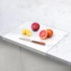 Clear Cutting Board for Countertop, 18x16 Inch Acrylic Cutting Board with Counter Lip, Non Slip Large Cutting Boards for Kitchen Utensils, Kitchen Decor, House Warming Gifts New Home