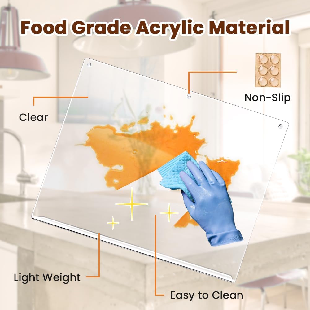 Clear Cutting Board for Countertop, 18x16 Inch Acrylic Cutting Board with Counter Lip, Non Slip Large Cutting Boards for Kitchen Utensils, Kitchen Decor, House Warming Gifts New Home4