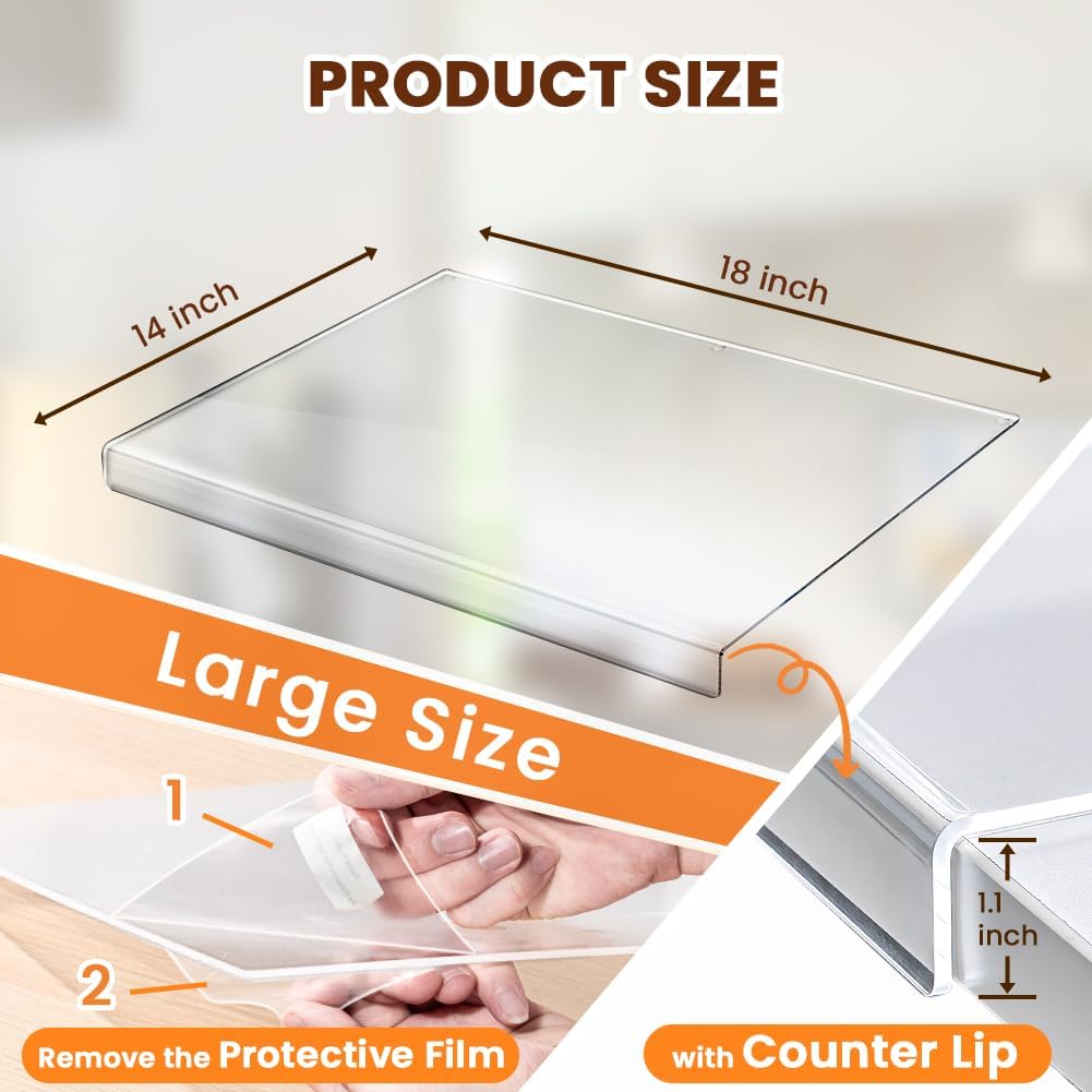 Clear Cutting Board for Countertop, 18x16 Inch Acrylic Cutting Board with Counter Lip, Non Slip Large Cutting Boards for Kitchen Utensils, Kitchen Decor, House Warming Gifts New Home6