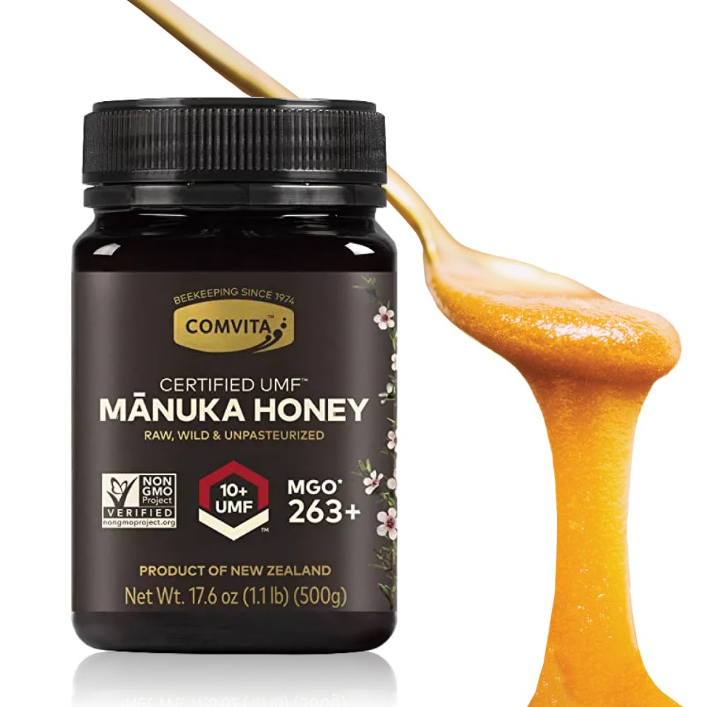 Comvita Manuka Honey (UMF 10+, MGO 263+) New Zealand’s 1 Manuka Brand Premium Superfood for Nourishing Wellness Raw, Wild, Non-GMO 17.6 oz Comvita Manuka Honey (UMF 10+, MGO 263+) New Zealand’s 1 Manuka Brand Premium Superfood for Nourishing Wellness Raw, Wild, Non-GMO 17.6 oz