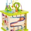 Country Critters Wooden Activity Play Cube by Hape | Wooden Learning Puzzle Toy for Toddlers, 5-Sided Activity Center with Animal Friends, Shapes, Mazes, Wooden Balls, Shape Sorter Blocks and More, 13.78 x 13.78 x 19.69 inches