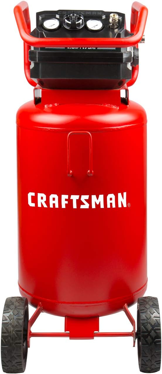 Craftsman Air Compressor, 20 Gallon Oil-Free 1.8 HP Max 175 PSI Pressure Two Quick Couplers Big Capacity, Red- CMXECXA0232043 Craftsman Air Compressor, 20 Gallon Oil-Free 1.8 HP Max 175 PSI Pressure Two Quick Couplers Big Capacity, Red- CMXECXA0232043