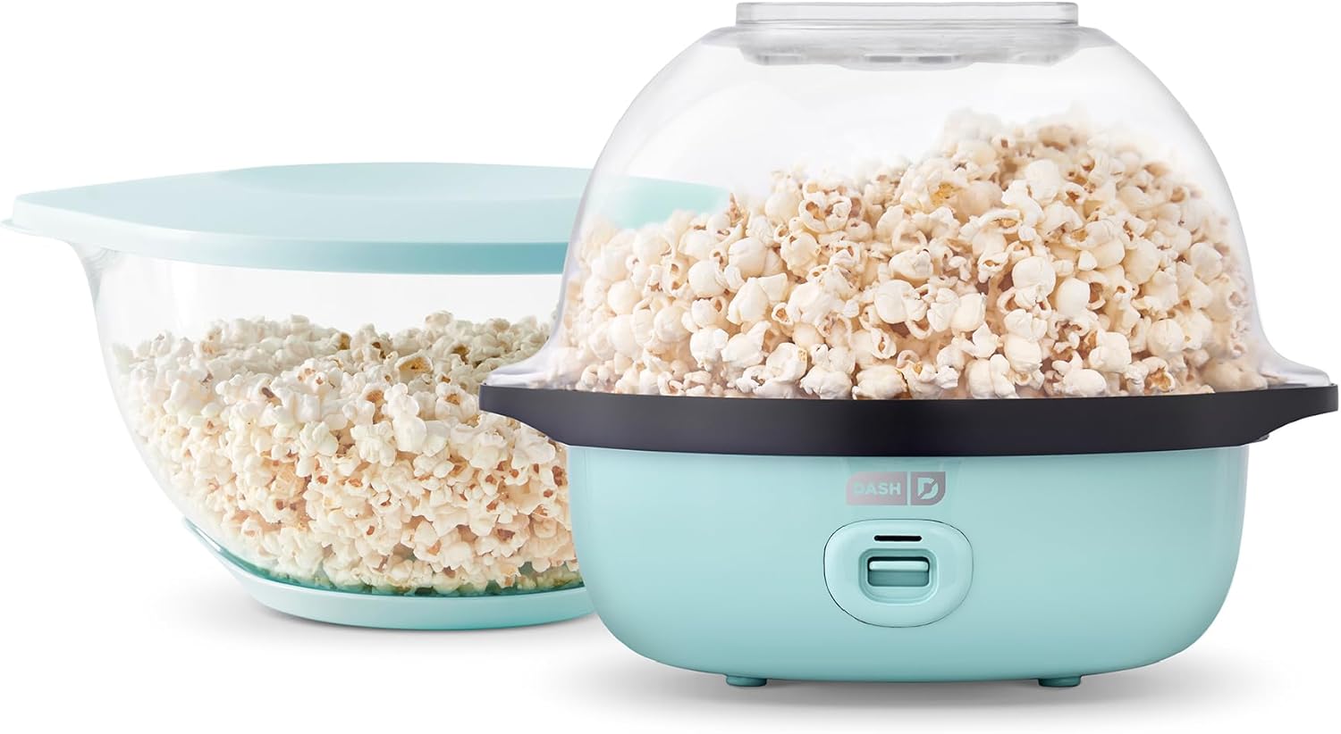 DASH SmartStore™ Deluxe Stirring Popcorn Maker, Hot Oil Electric Popcorn Machine with Large Lid for Serving Bowl and Convenient Storage, 24 Cups – Aqua DASH SmartStore™ Deluxe Stirring Popcorn Maker, Hot Oil Electric Popcorn Machine with Large Lid for Serving Bowl and Convenient Storage, 24 Cups – Aqua
