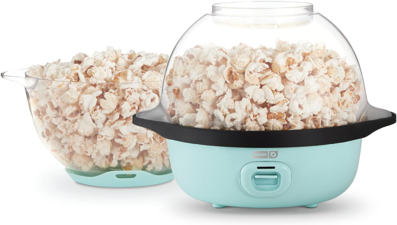 DASH SmartStore™ Stirring Popcorn Maker, 3QT Hot Oil Electric Popcorn Machine with Clear Bowl, 12 Cups - Aqua DASH SmartStore™ Stirring Popcorn Maker, 3QT Hot Oil Electric Popcorn Machine with Clear Bowl, 12 Cups - Aqua