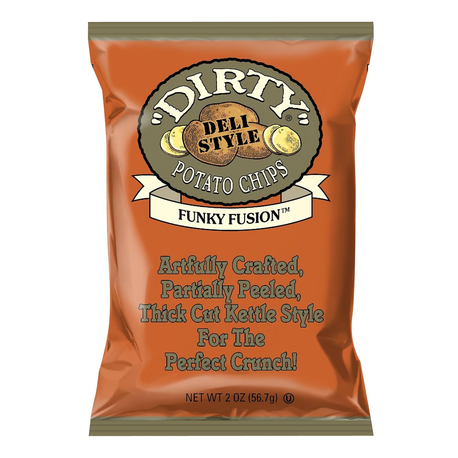 Dirty Kettle Potato Chips, Funky Fusion, 2 oz. Bag, 25 Count –Gluten Free, Skins On, Crunchy Chips, Great for Lunches or Snacking on the Go Dirty Kettle Potato Chips, Funky Fusion, 2 oz. Bag, 25 Count –Gluten Free, Skins On, Crunchy Chips, Great for Lunches or Snacking on the Go