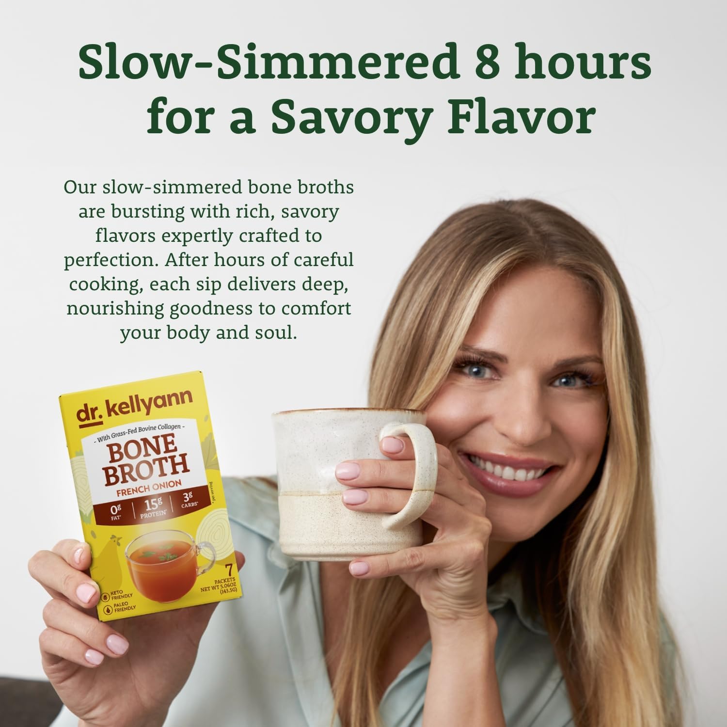 Dr. Kellyann Bone Broth Collagen Powder Packets (7 Servings) – 16g Protein, Grass-Fed Hydrolyzed Collagen, Keto & Paleo-Friendly 6