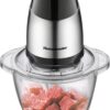 Electric Food Chopper, 5-Cup Food Processor by Homeleader, 1.2L Glass Bowl Grinder for Meat, Vegetables, Fruits and Nuts, Stainless Steel Motor Unit and 4 Sharp Blades, 300W