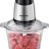 Electric Food Chopper, 8-Cup Food Processor by Homeleader, 2L Glass Bowl Grinder for Meat, Vegetables, Fruits and Nuts, Stainless Steel Motor Unit and 4 Sharp Blades, 300W
