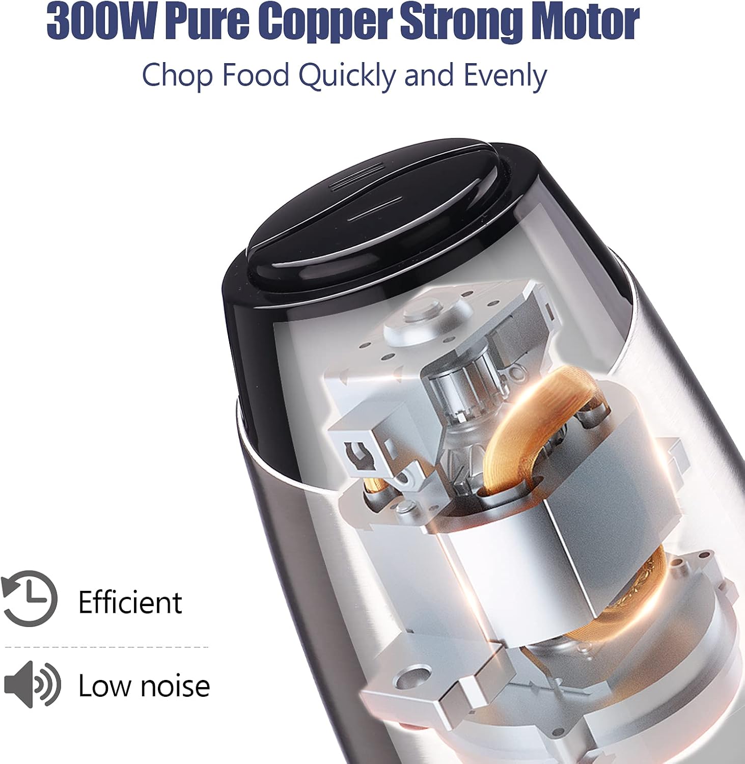 Electric Food Chopper, 8-Cup Food Processor by Homeleader, 2L Glass Bowl Grinder for Meat, Vegetables, Fruits and Nuts, Stainless Steel Motor Unit and 4 Sharp Blades, 300W7