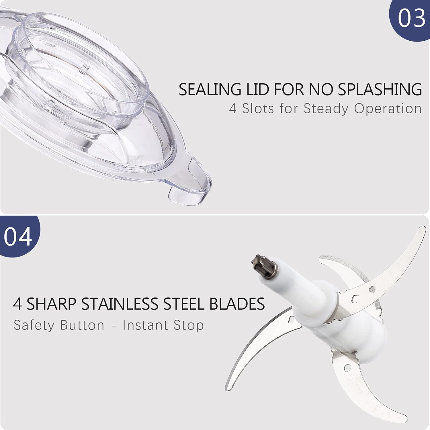 Electric Food Chopper, 8-Cup Food Processor by Homeleader, 2L Glass Bowl Grinder for Meat, Vegetables, Fruits and Nuts, Stainless Steel Motor Unit and 4 Sharp Blades, 300W9