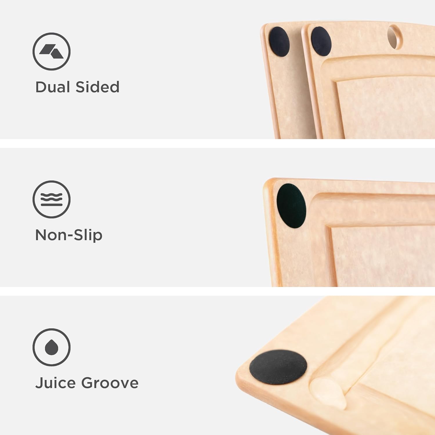 Epicurean All-In-One Cutting Board with Non-Slip Feet and Juice Groove, 17.5 × 13, Natural Black3