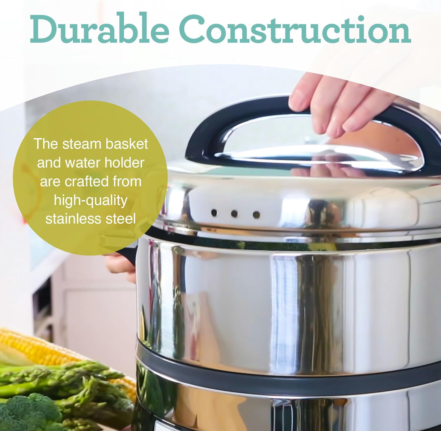Euro Cuisine FS3200 Electric Food Steamer, Versatile Vegetable Steamer & Steam Cooker for Healthy Cooking, Ideal for Fish, Veggie, Meat, Easy Cleaning, Stainless Steel Design 1200 Watts34
