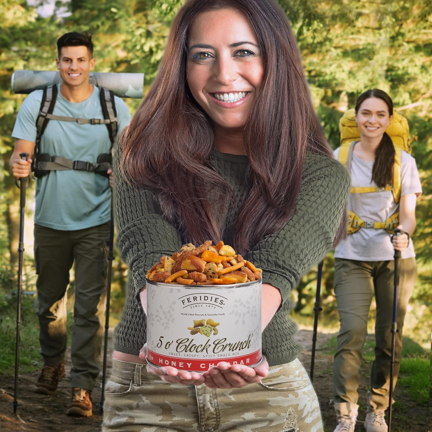 FERIDIES 5 O'Clock Crunch Honey Cheddar Snack Mix- Value 2 Pack - 28oz Vacuum Sealed Tins7