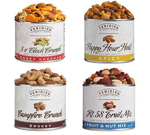FERIDIES Sweet and Spicy Snack and Trail Mix Assortment (Rt.58 Trail Mix, Campfire Crunch, Happy Hour Heat, and 5'O Clock Crunch) - 36 ounces Total FERIDIES Sweet and Spicy Snack and Trail Mix Assortment (Rt.58 Trail Mix, Campfire Crunch, Happy Hour Heat, and 5'O Clock Crunch) - 36 ounces Total