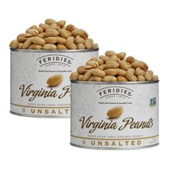 FERIDIES Unsalted Super Extra Large Gourmet Virginia Peanuts 18oz Can (Pack of 2)
