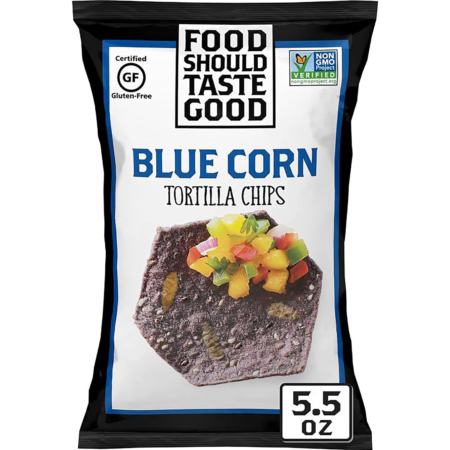Food Should Taste Good Gluten Free Blue Corn Tortilla Chips 5.5 oz. (Pack of 12) Food Should Taste Good Gluten Free Blue Corn Tortilla Chips 5.5 oz. (Pack of 12)