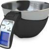 Fradel Digital Kitchen Food Scale & Mixing Bowl - Measuring Cup Scale in Grams & Ounces for Cooking, Baking, Diet, Gifting - Stainless Steel, Dishwasher-Safe Removable Bowl - 11lb Capacity - Black
