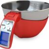 Fradel Digital Kitchen Food Scale & Mixing Bowl - Measuring Cup Scale in Grams & Ounces for Cooking, Baking, Diet, Gifting - Stainless Steel, Dishwasher-Safe Removable Bowl - 11lb Capacity - Red