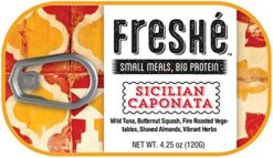 Freshé Gourmet Canned Tuna (Sicilian Caponata, 10 pack of 4.25 oz. tin) Freshly Packaged Skipjack Tuna Fish - Sustainably Caught - Perfect Gluten Free, High Protein Backpacking Food