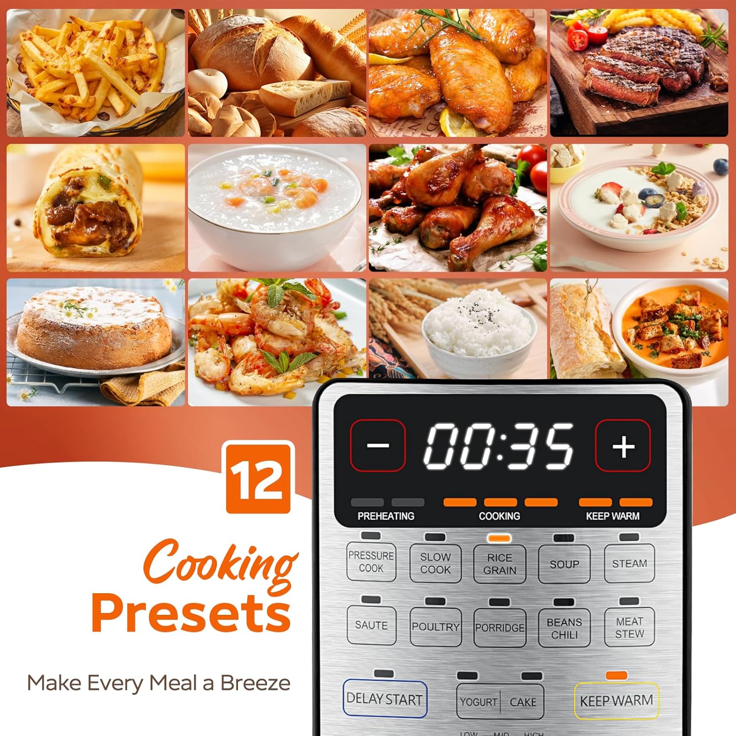 Fullwill Electric Pressure Cooker Uni 6qt, 9-in-1 Multi-Functional Slow Cooker, Rice Cooker, Yogurt Maker, Cake Maker, Sauté Pan, Steamer, Food Warmer, Soup Maker1