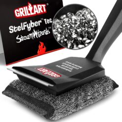 GRILLART Grill Brush Bristle Free, SteamWizards [Ultra Safe & Efficient] Grill Cleaner Brush with 1 Replacement Head, for Cast Iron and Stainless Steel Grates, BBQ Grill Brush for Outdoor Grill