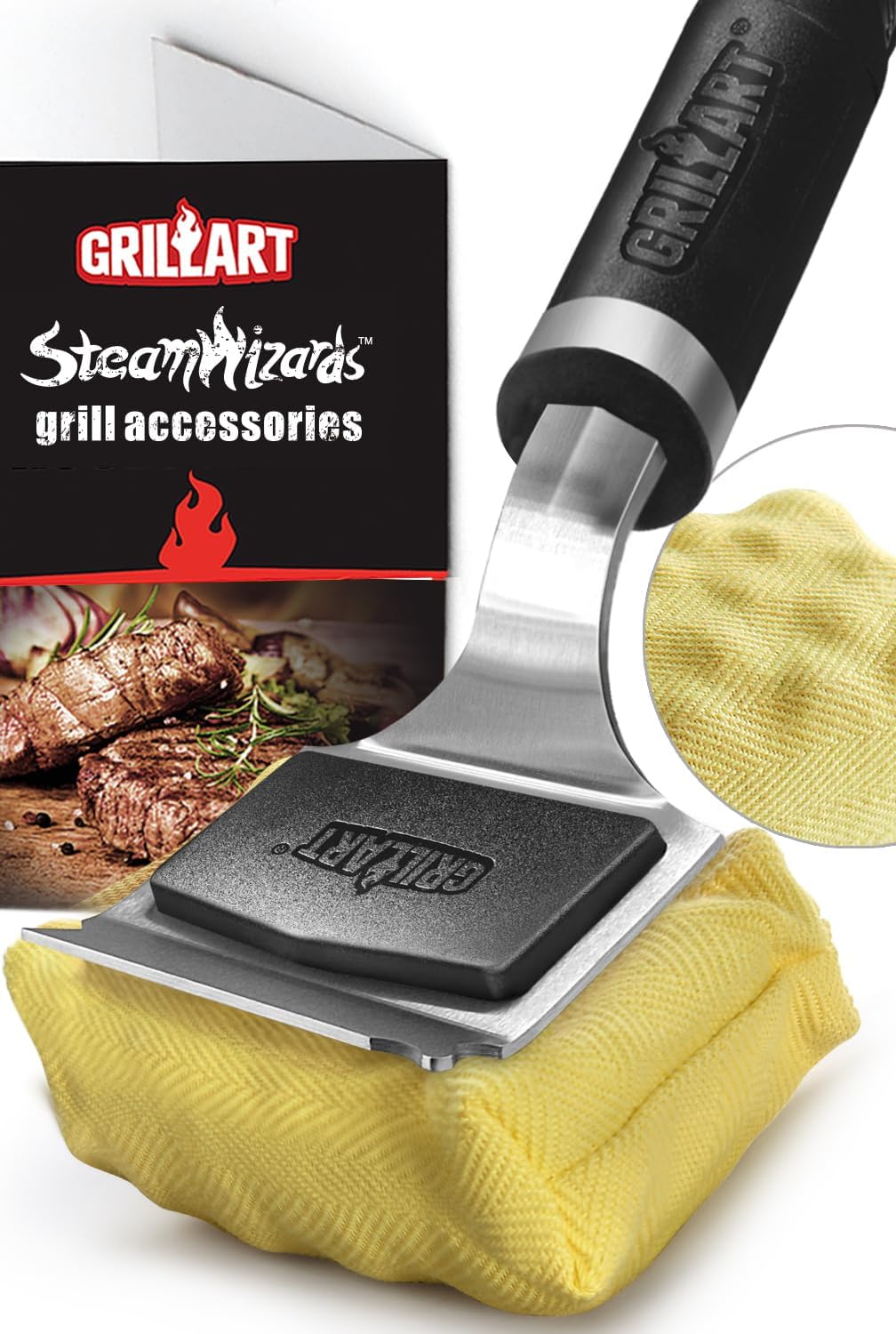 GRILLART Grill Brush for Outdoor Grill Bristle Free - Reinforced Grill Cleaner Scraper BBQ Brush - Replaceable Head Barbecue Grill Cleaning Brush - Safe BBQ Accessories Grill Tools - Gifts for Men Dad GRILLART Grill Brush for Outdoor Grill Bristle Free - Reinforced Grill Cleaner Scraper BBQ Brush - Replaceable Head Barbecue Grill Cleaning Brush - Safe BBQ Accessories Grill Tools - Gifts for Men/Dad