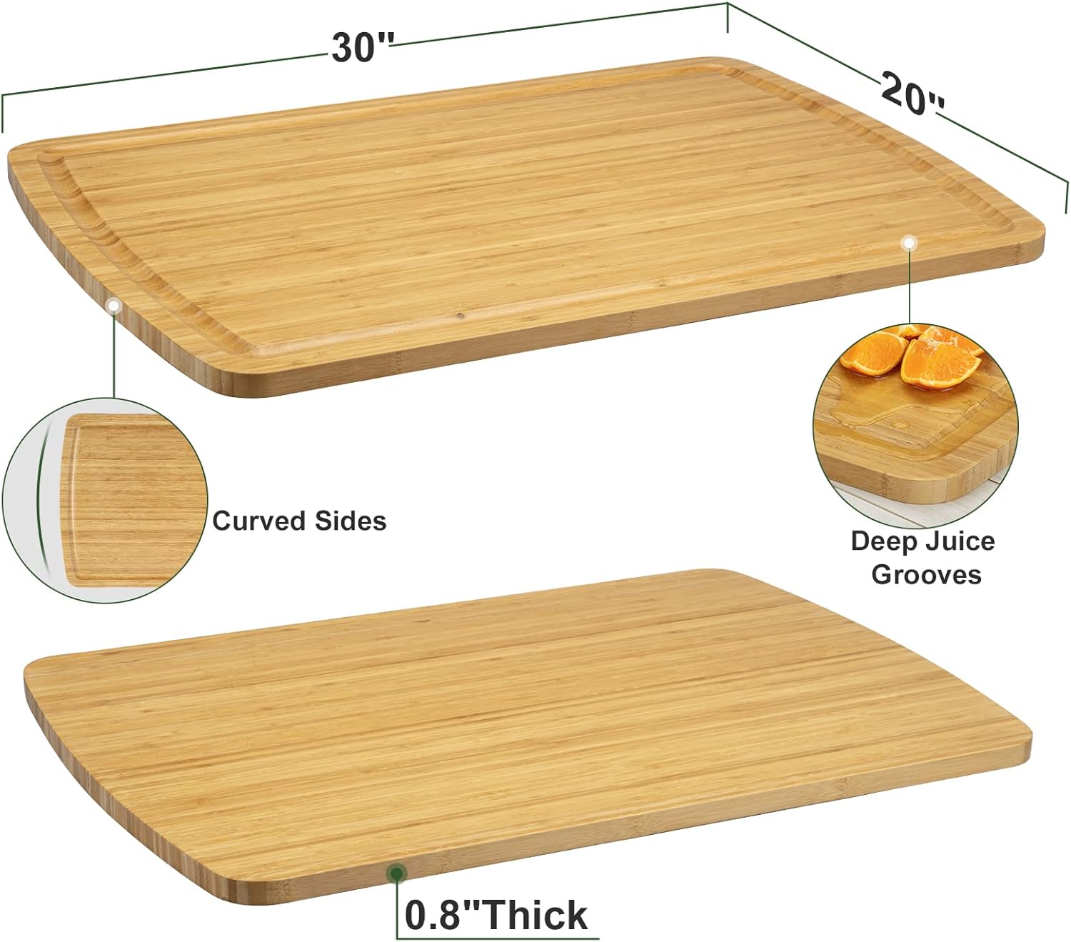 GaoMon 30 Extra Large Bamboo Cutting Board, XXXL Wood Cutting Board for Stove Top, Noodle Board, Over the Sink Cutting Board, Turkey Carving Board, Chopping Board for Meat Vegetables Cheese7