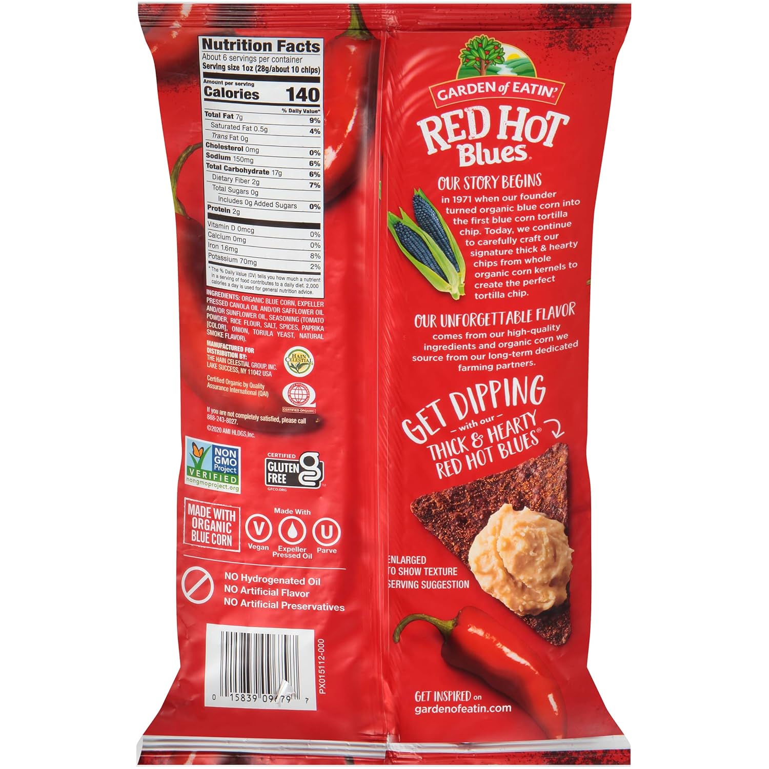 Garden of Eatin' Tortilla Chips , Red Hot Blues, 5.5 oz (Pack of 12)1