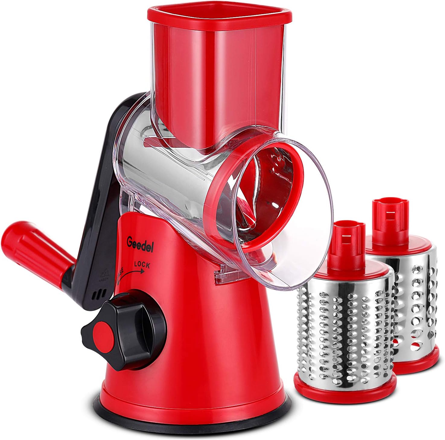 Geedel Rotary Cheese Grater, Kitchen Mandoline Vegetable Slicer with 3 Interchangeable Blades, Easy to Clean Grater for Fruit, Vegetables, Nuts9