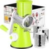 Geedel Rotary Cheese Grater, Kitchen Mandoline Vegetable Slicer with 3 Interchangeable Blades, Easy to Clean Rotary Grater Slicer for Fruit, Vegetables, Nuts
