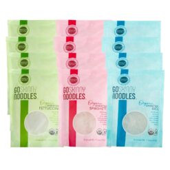 GoSkinny Noodles Combo Pack (12), Spaghetti, Fettuccine and Rice, Organic, Odorless, Shirataki & Konjac Pasta, Low Carb, Low Calorie, Gluten Free, Keto, Vegan, Kosher, Ready in Minutes