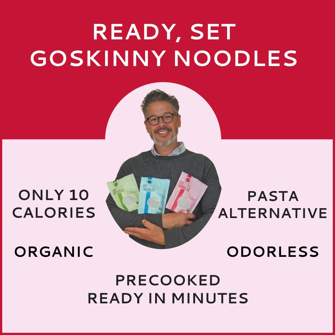 GoSkinny Noodles Fettuccine (12), Organic, Odorless Shirataki & Konjac Pasta, Low Carb, Low Calorie, Gluten Free, Vegan, Kosher, Keto, Paleo-Friendly, Ready in Minutes5