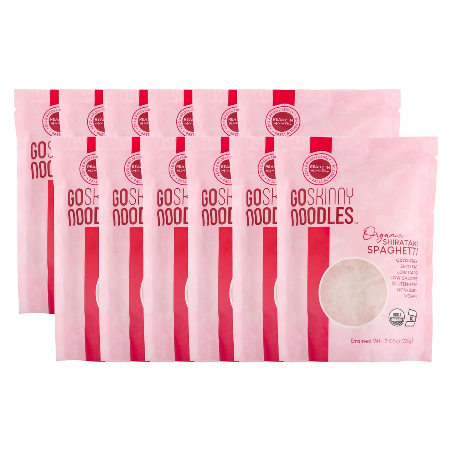 GoSkinny Noodles Spaghetti (12), Organic, Odorless Shirataki & Konjac Pasta, Low Carb, Low Calorie, Gluten Free, Vegan, Kosher, Keto, Paleo-Friendly, Ready in Minutes GoSkinny Noodles Spaghetti (24), Organic, Odorless Shirataki & Konjac Pasta, Low Carb, Low Calorie, Gluten Free, Vegan, Kosher, Keto, Paleo-Friendly, Ready in Minutes