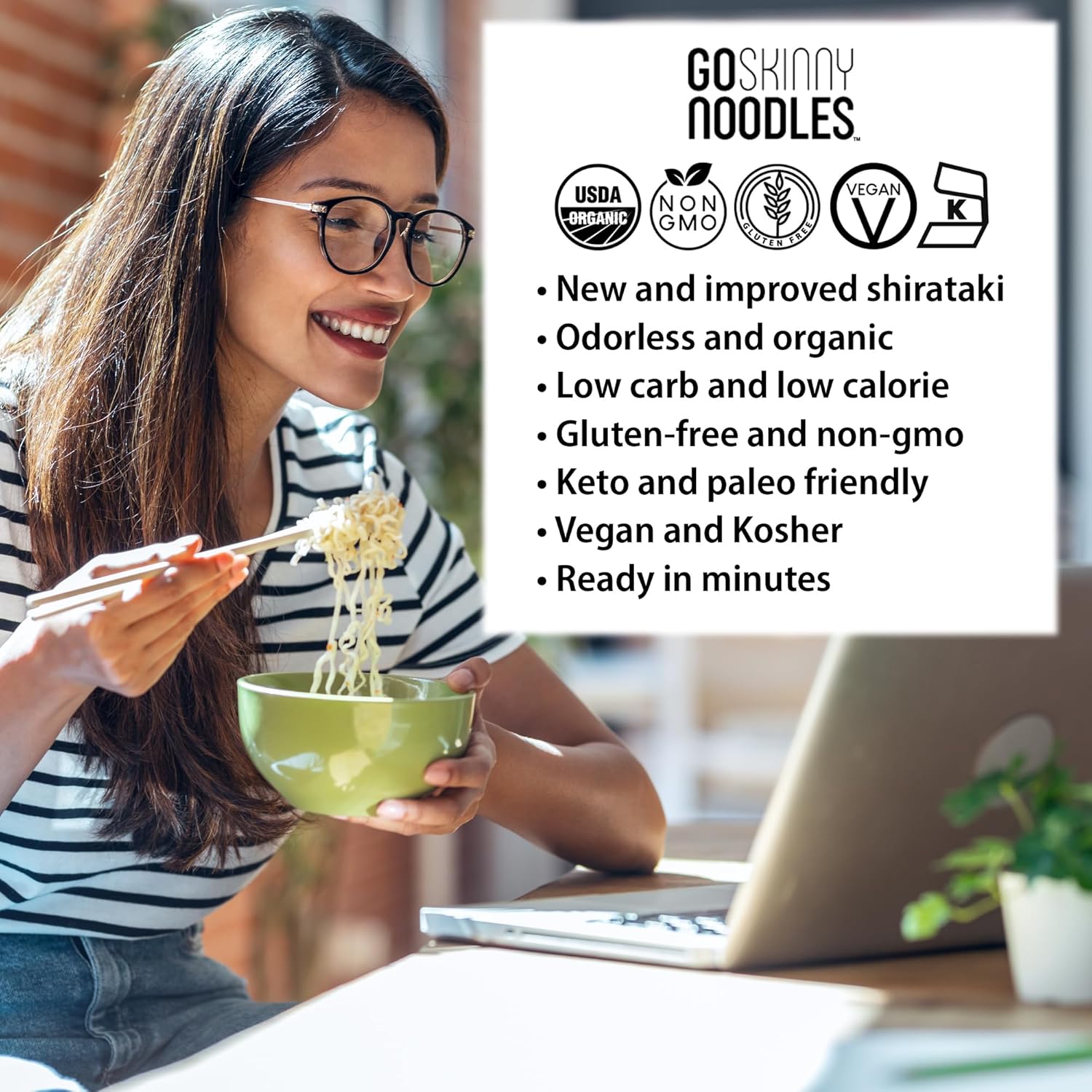 GoSkinny Noodles Spaghetti (12), Organic, Odorless Shirataki & Konjac Pasta, Low Carb, Low Calorie, Gluten Free, Vegan, Kosher, Keto, Paleo-Friendly, Ready in Minutes0